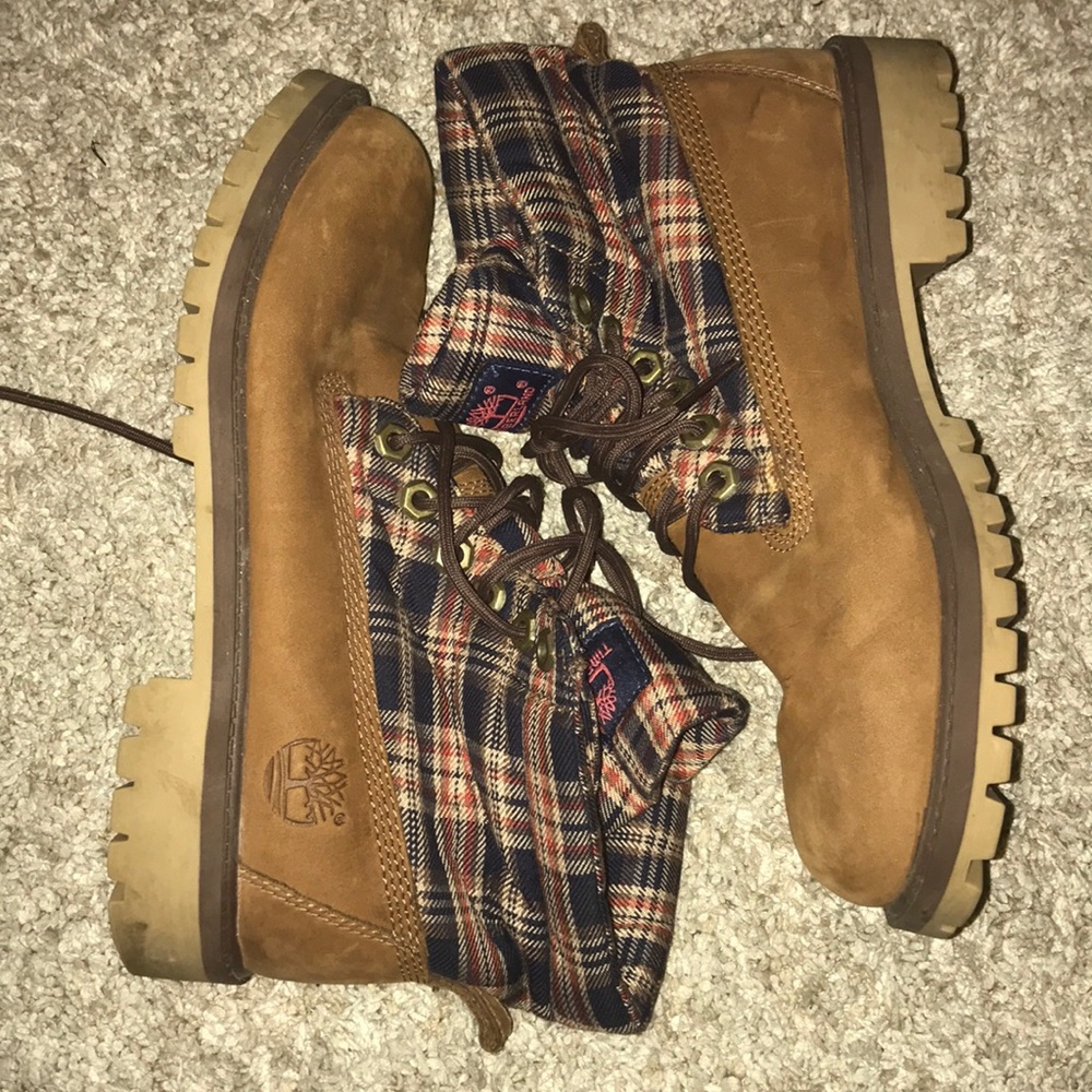 Timberland Roll Top Plaid Single Shot Boots
